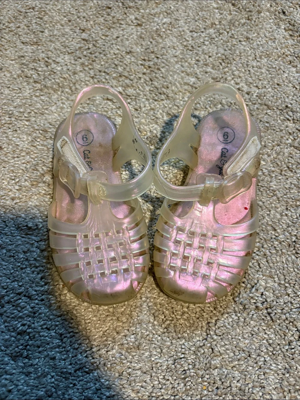 Cat & Jack Clear Jelly Sandals with Pink Iridescent Insole